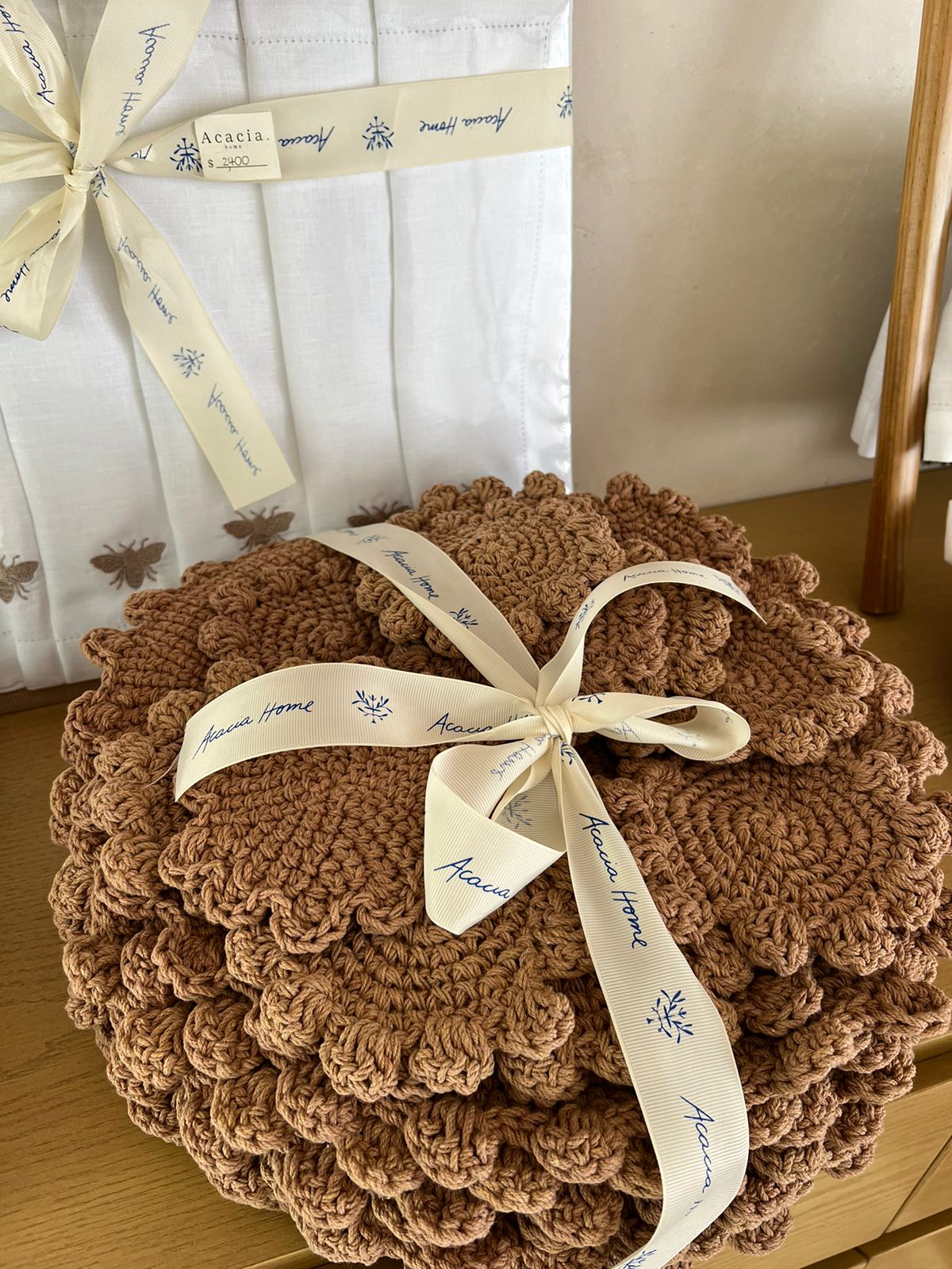 Set de individual y Porta vaso Macramé