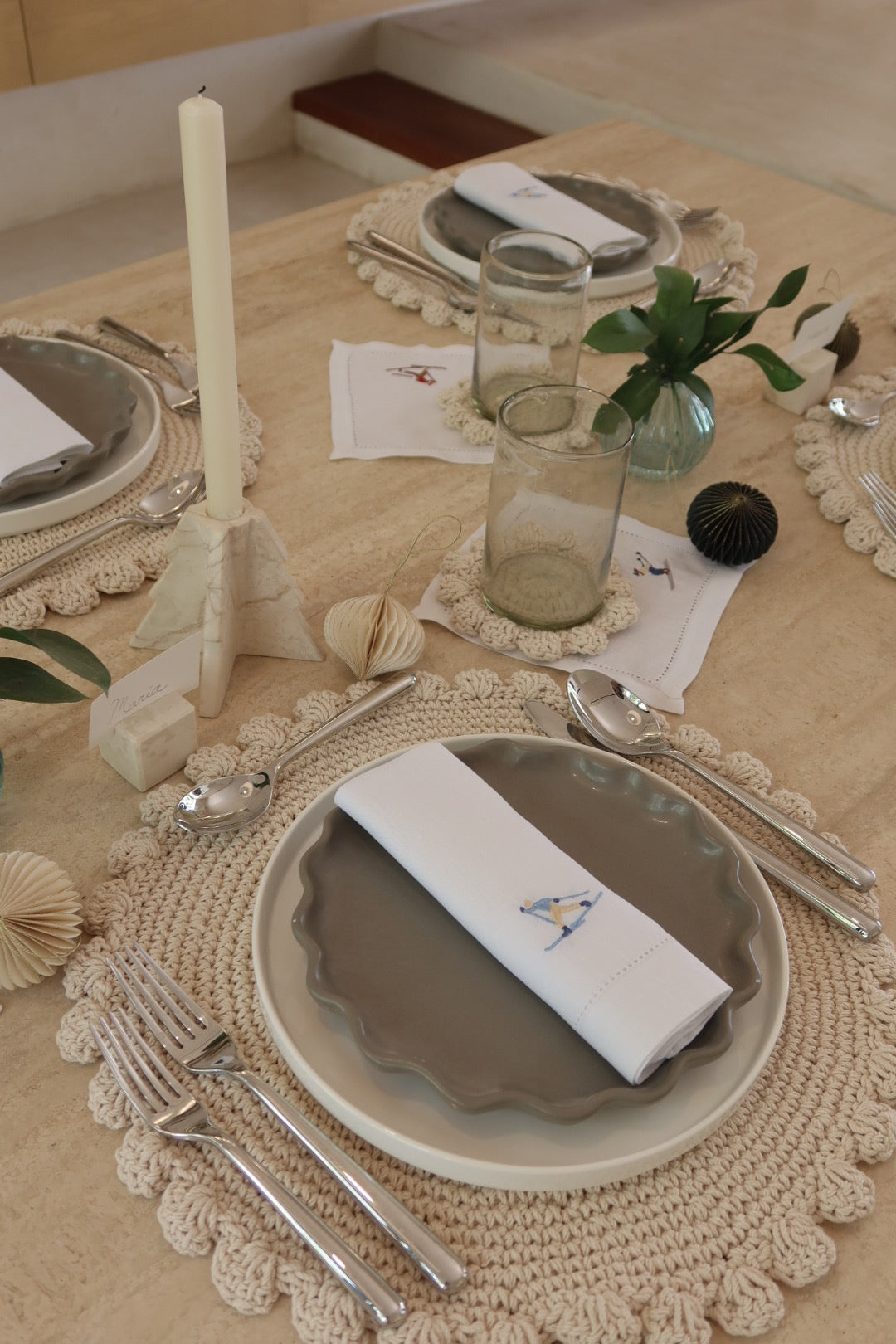 6 Servilletas esquiadores