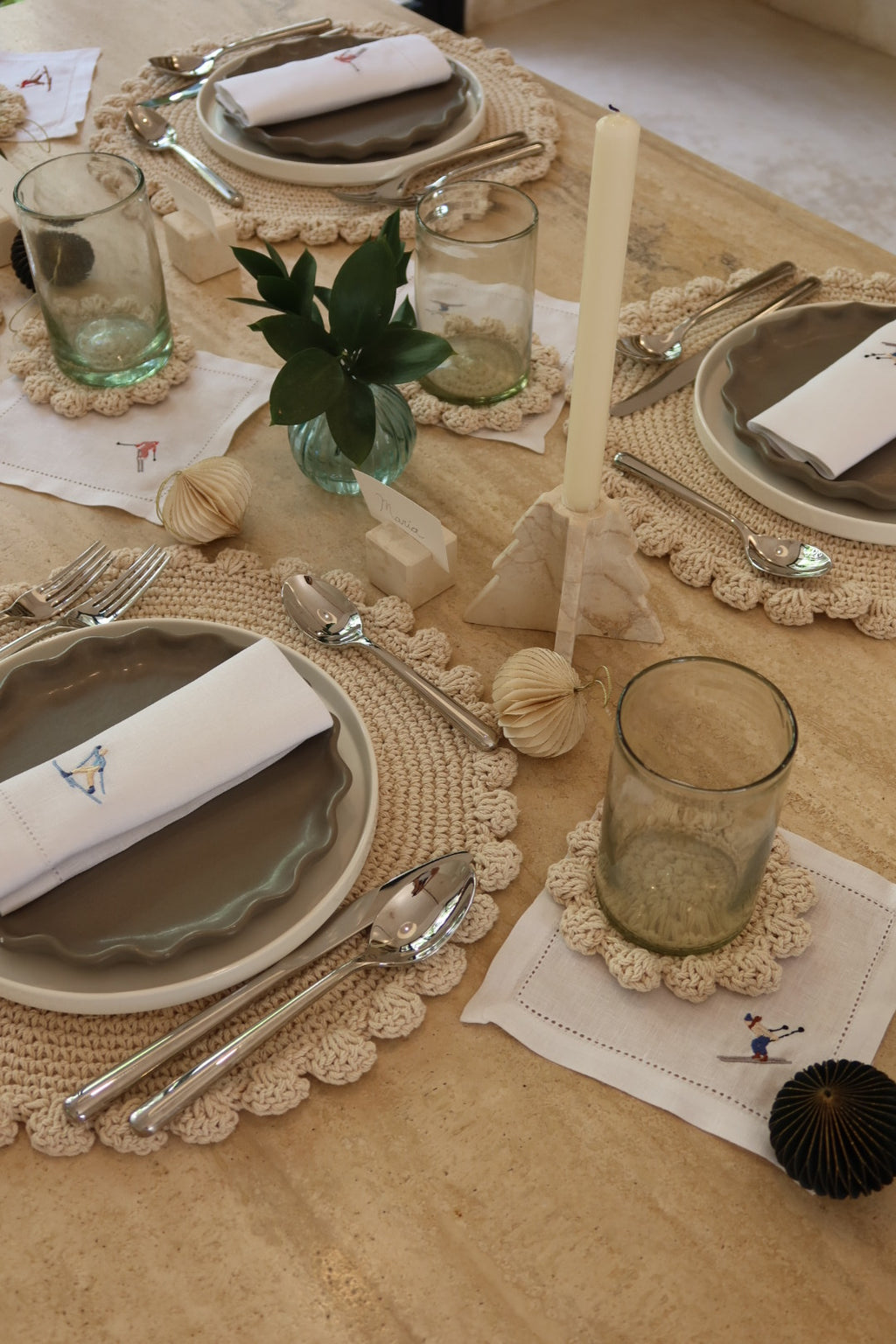 6 Servilletas esquiadores