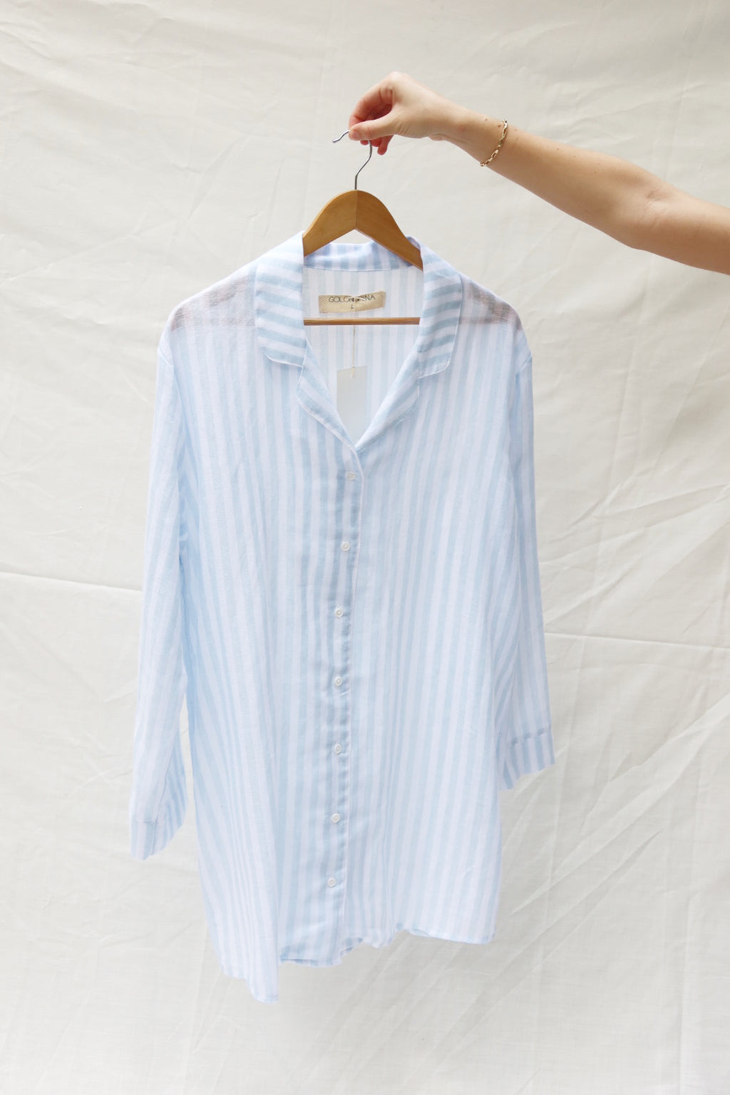 Blue and White Striped Pajama Dress