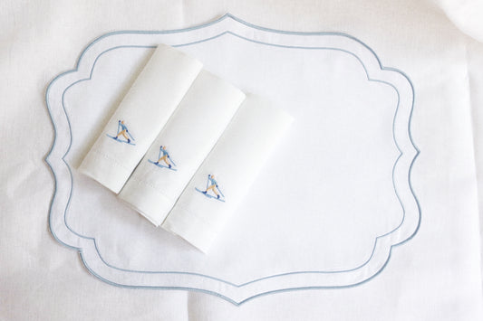 Individuales pico blancos con borde azul