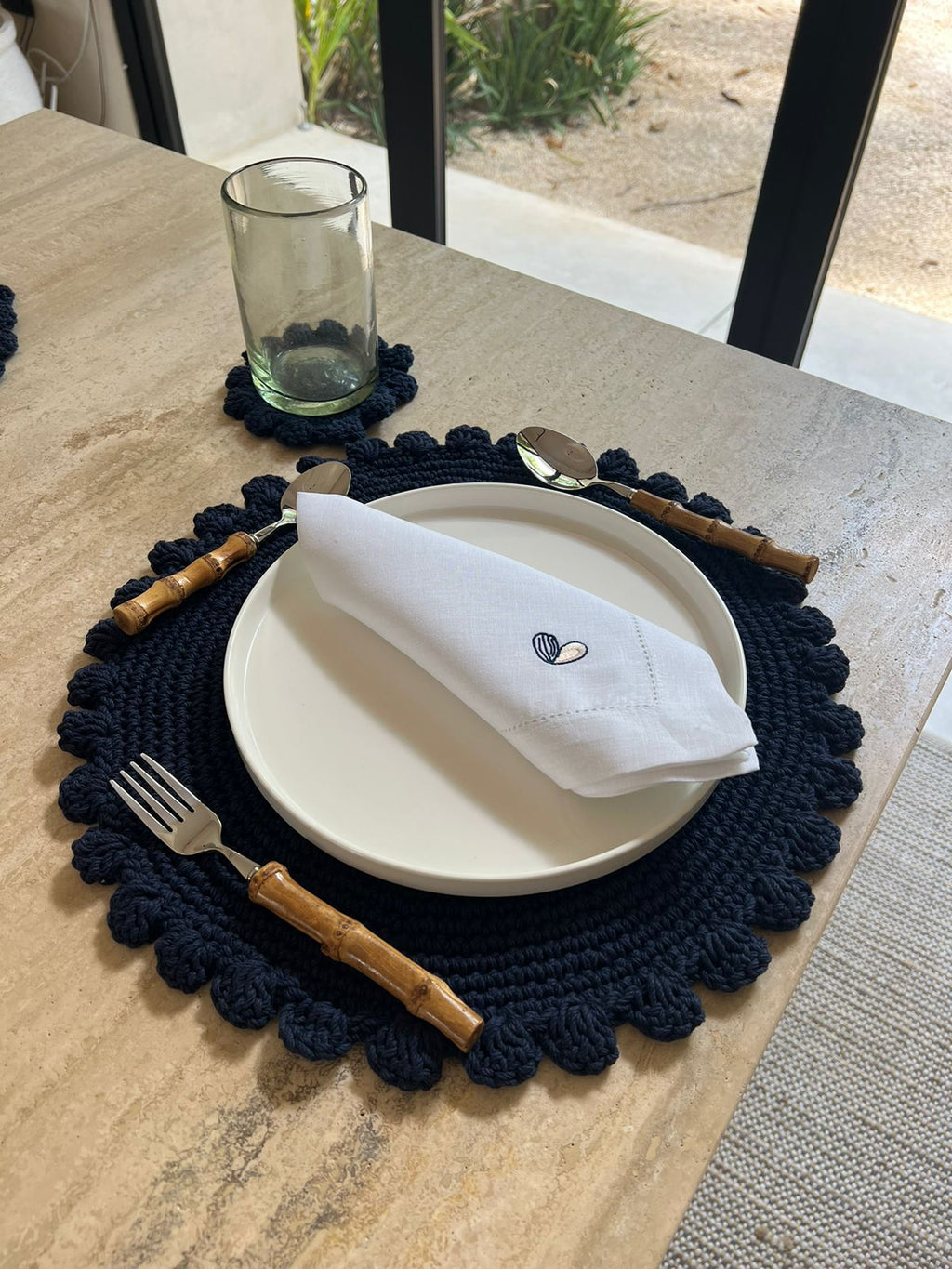 Set de individual y Porta vaso Macramé