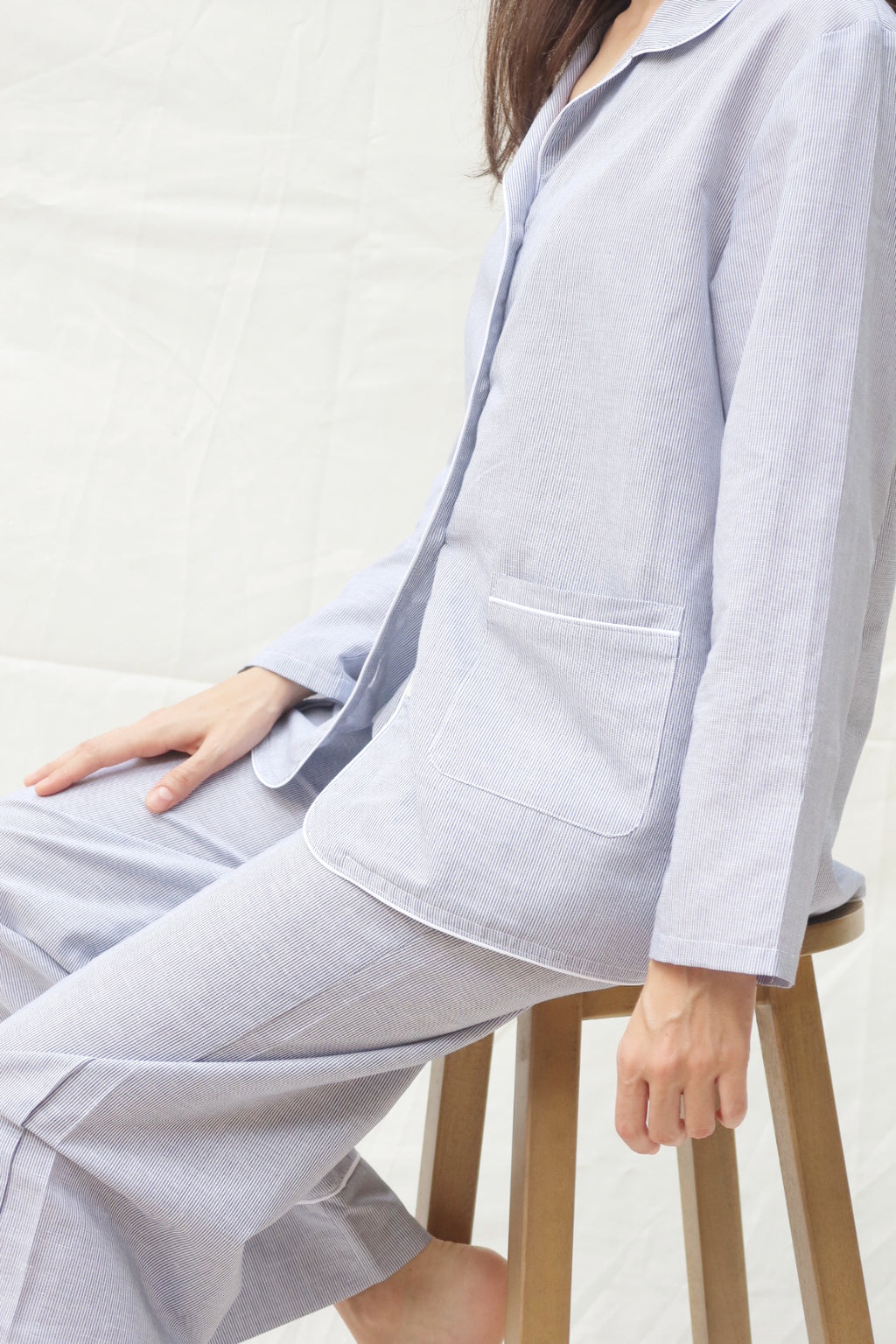 Shorts and Short Sleeve Set stripes blue and white