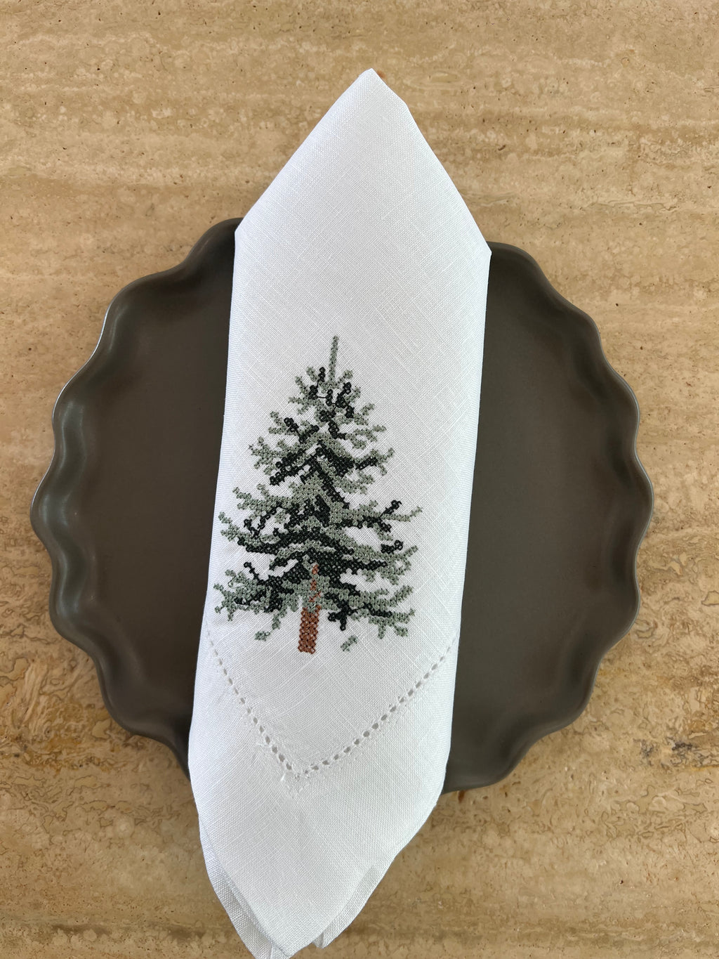 Servilletas pino punto de cruz