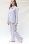 Pants and Long Sleeve Set Stripes Blue and White