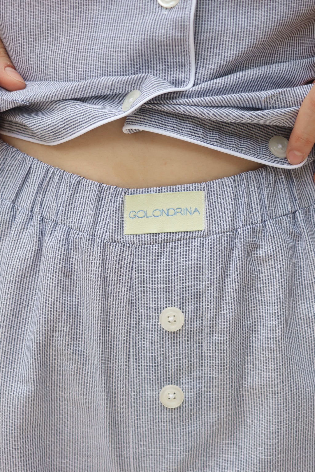 Pants and Long Sleeve Set Stripes Blue and White