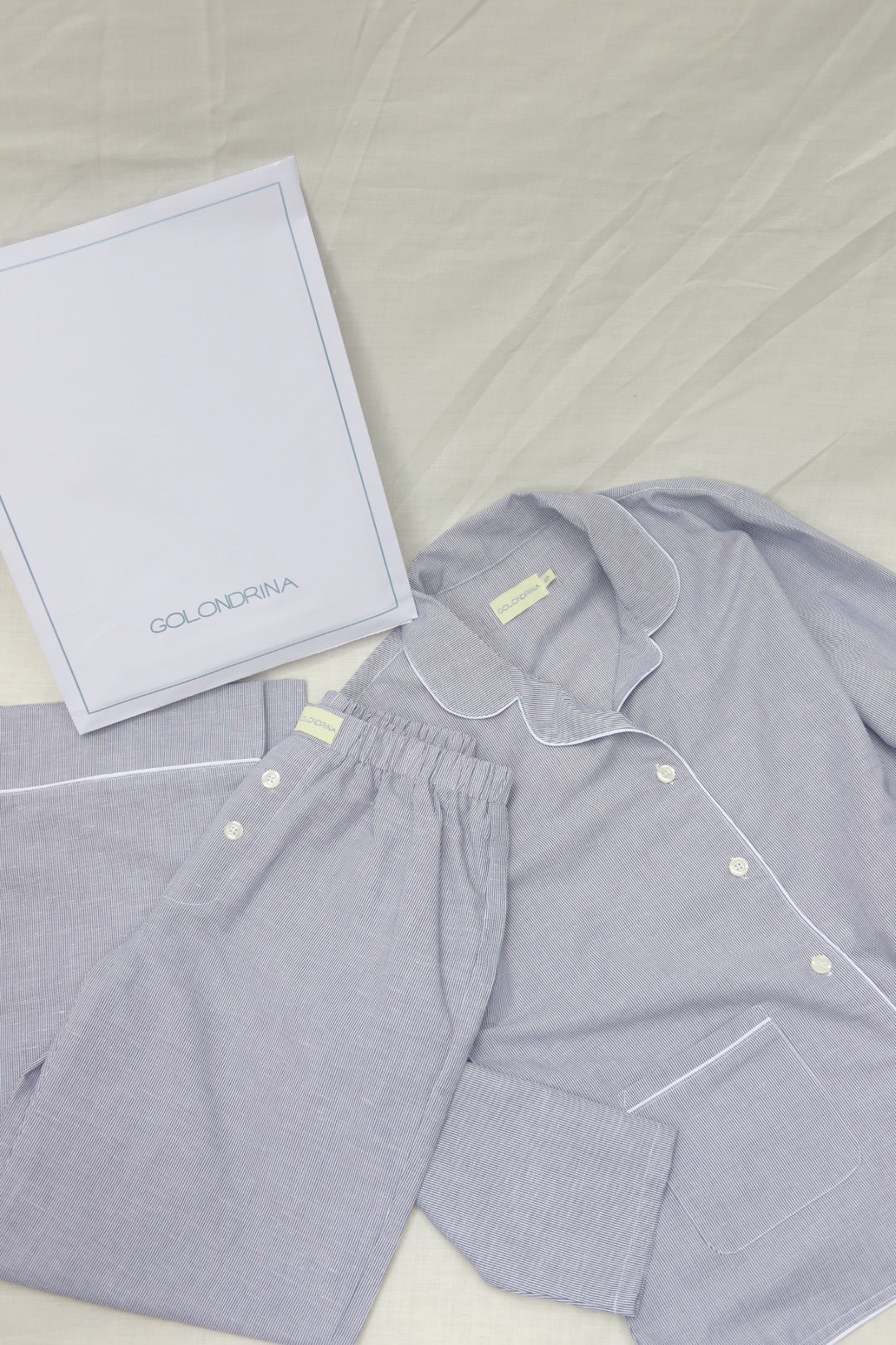 Pants and Long Sleeve Set Stripes Blue and White