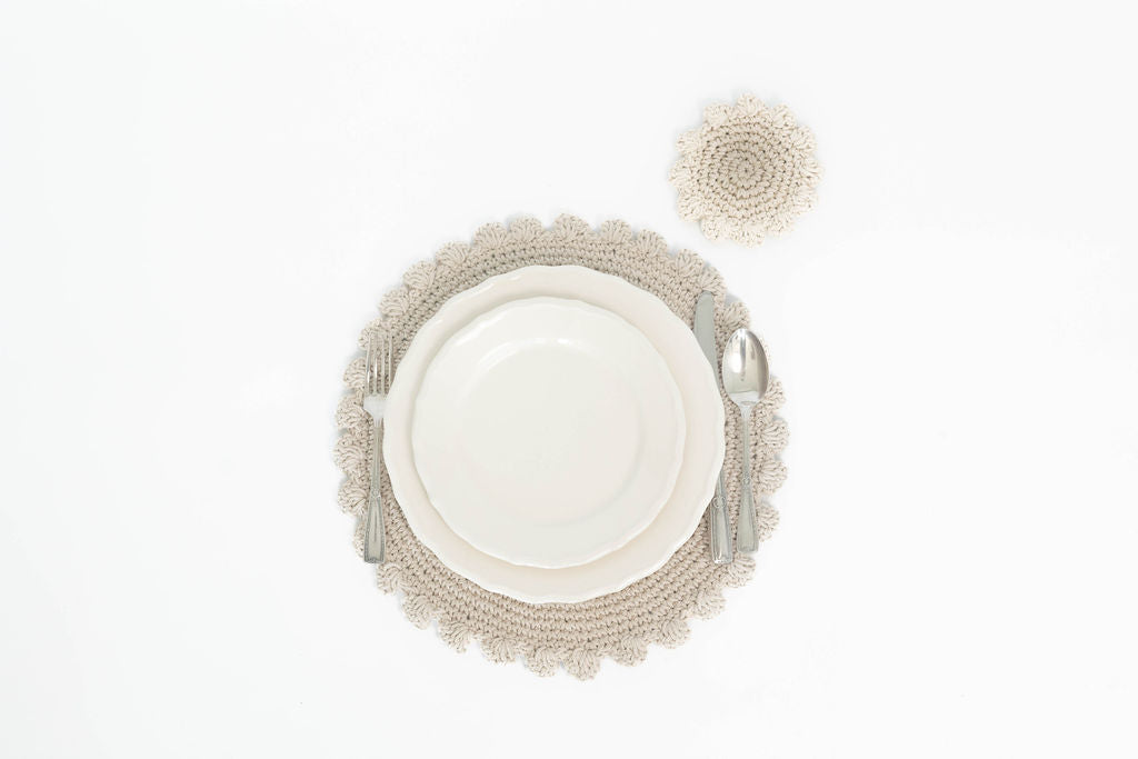 Set de individual y Porta vaso Macramé