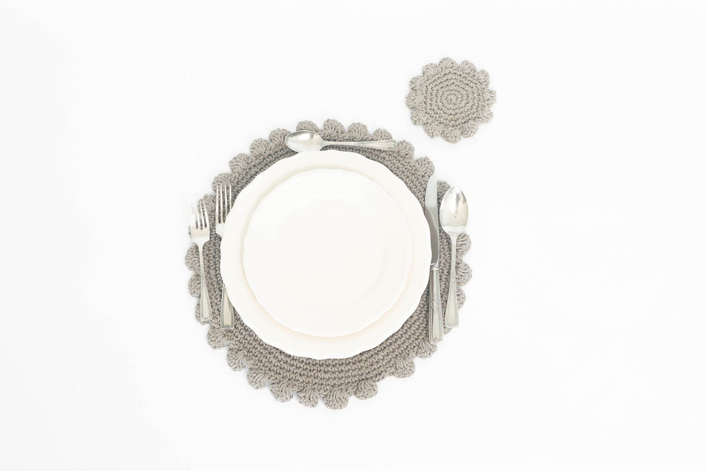 Set de individual y Porta vaso Macramé