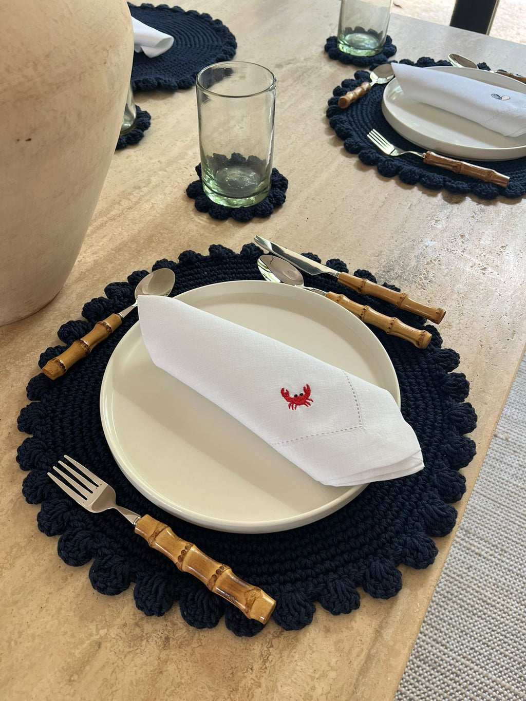 Set de individual y Porta vaso Macramé